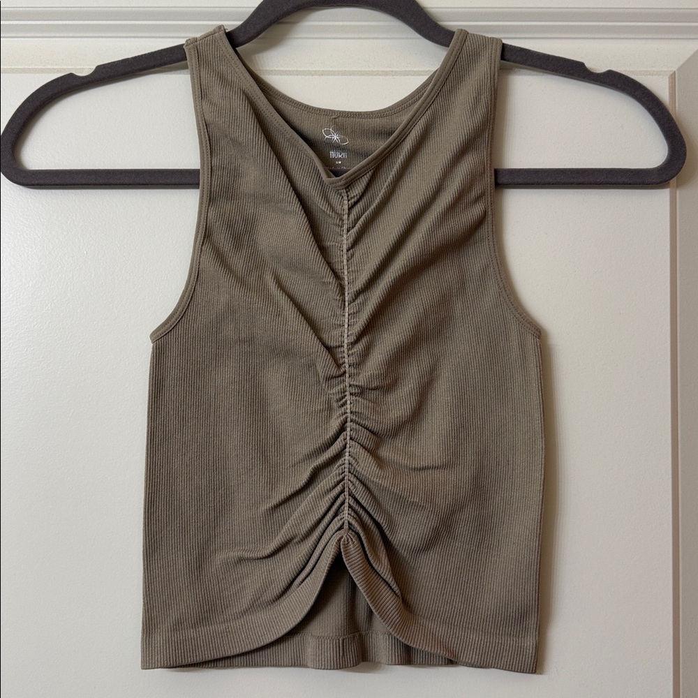 Aura ribbed high neck tank top